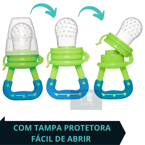 Chupeta Alimentadora Bebe Para Frutas Com Tampa Higiênica Prática Com Bico De Mamadeira Macio