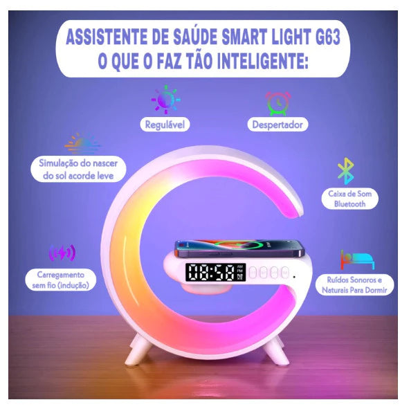 Caixinha De Som G-speaker smart station Carregador Indução Sem Fio Multi função Alto-falante Bluetooth pra iphone e android iluminaria